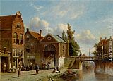 Figures in the Quay of a Dutch Town by Pieter Gerard Vertin